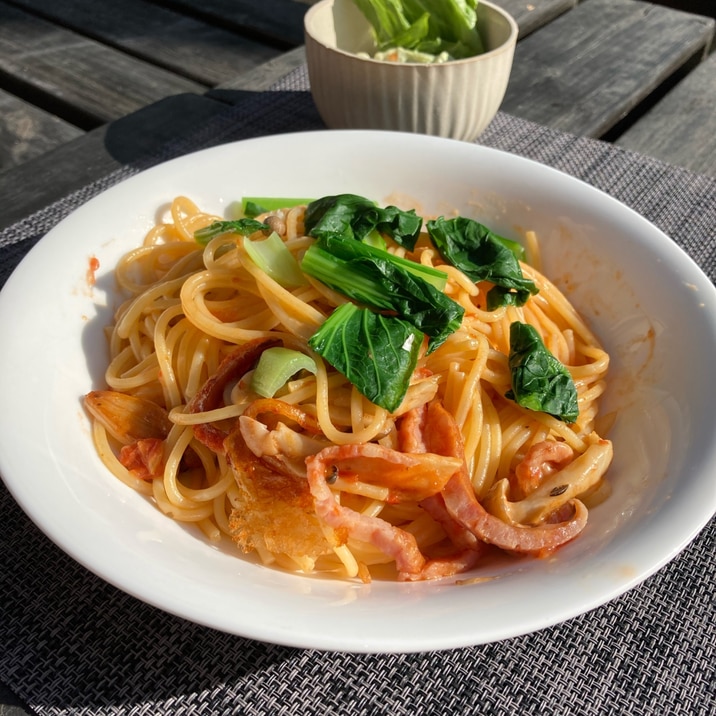 ウィンナー しめじ 小松菜のトマトバジルパスタ レシピ 作り方 By コロン S Kitchen 楽天レシピ ウィンナー しめじ 小松菜のトマトバジルパスタ レシピ 作り方 By コロン S Kitchen 楽天レシピ